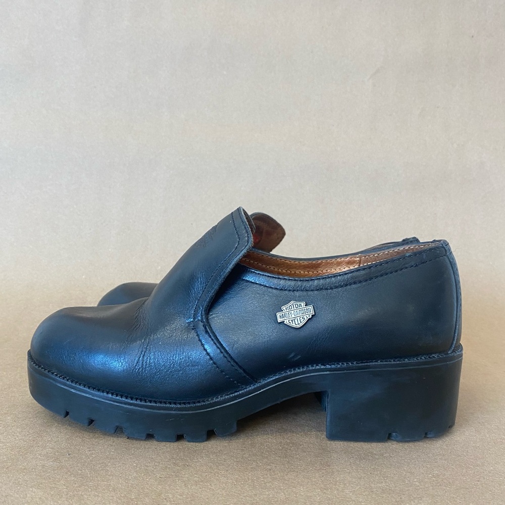 Harley Davidson Platform Heel Leather Loafers